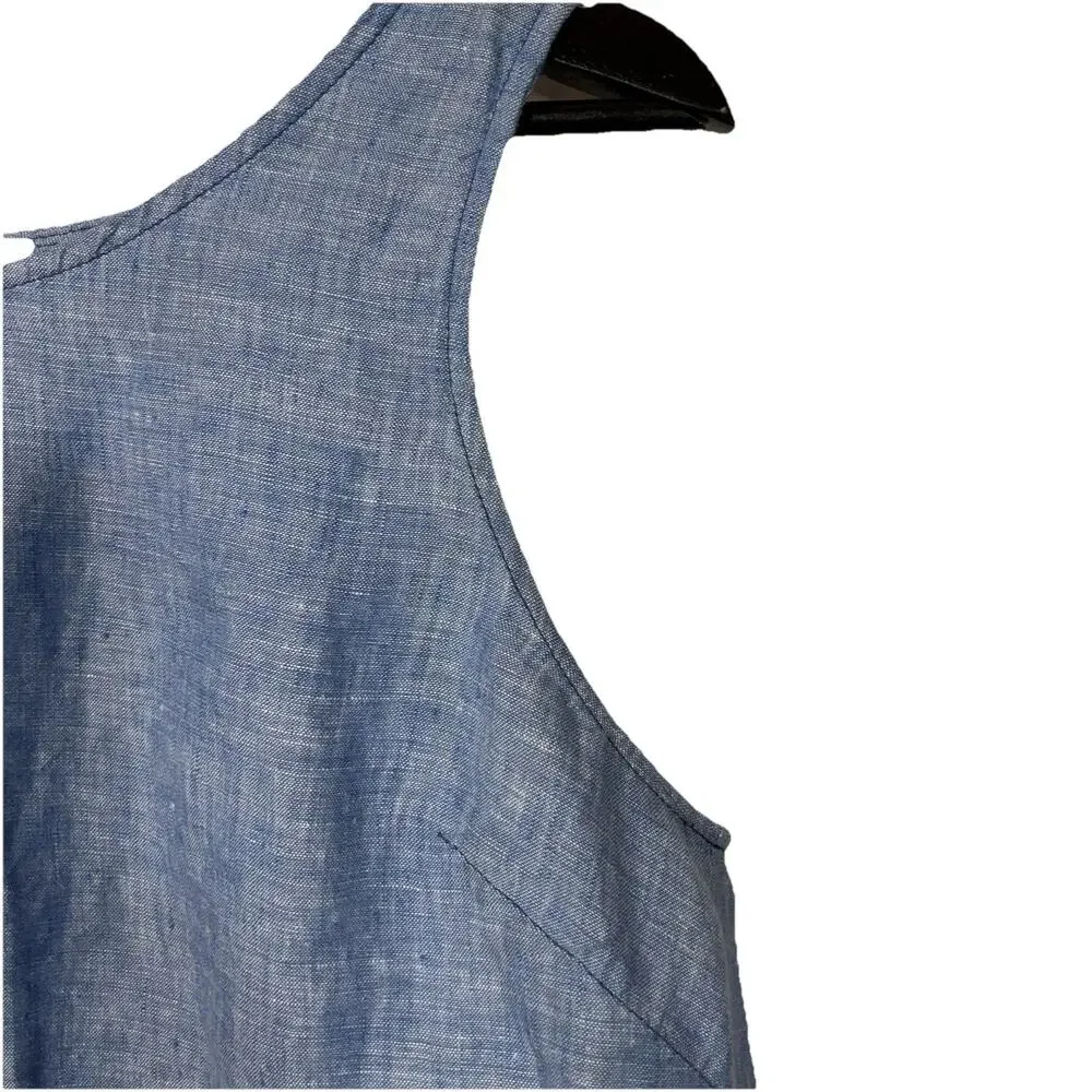 BB Dakota Linen Petal Back Cropped Tank Shell Blue Summer Tamala Jrs Large